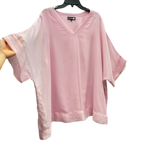 Claire France baby light pink size 4X US blouse layered short sleeves light - Picture 2 of 10
